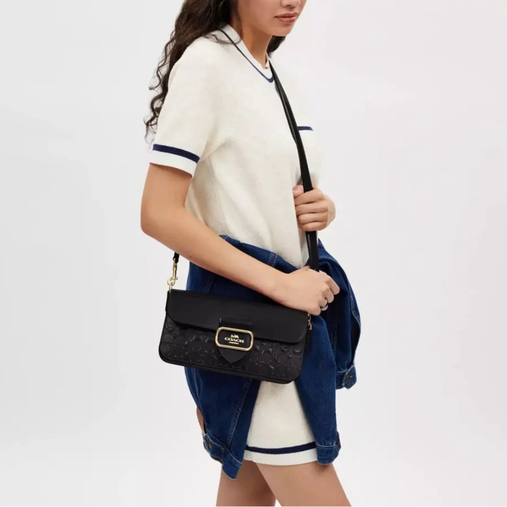 Coach NWT Morgan Shoulder Bag In Signature patent leather black 🤩 - Picture 3 of 15